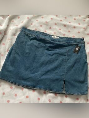 blue denim mini skort, brand new with tags